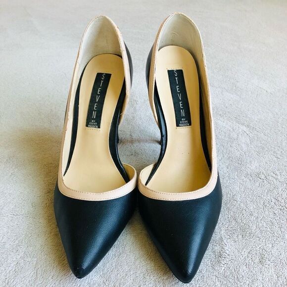 Steven by Steve Madden Black and Tan Whiskey Stiletto D’Orsay Pumps - Picture 2 of 13
